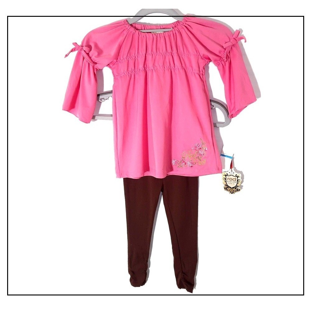 Y2K RED Marc Ecko Baby Set 24 Month‎ Boho Bell Sleeve Embroidery Top Leggings